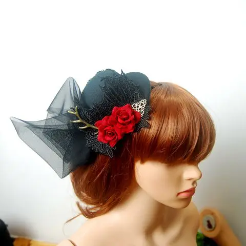 Женская Вуалетка для волос в стиле стимпанк с розовой вуалью кружевные