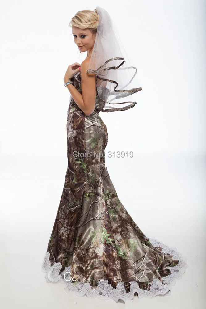 

strapless realtree camouflage bridal gowns 2019 camo wedding dresses with the veil custom make