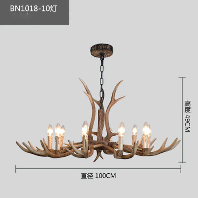 1018-10 Lights Скандинавские коричневые люстры с рогами, освещение для спальни, смоляные свечи, блеск для гостиной, современный потолочный подвесной светильник для столовой - Цвет абажура: 1018-10 Lights