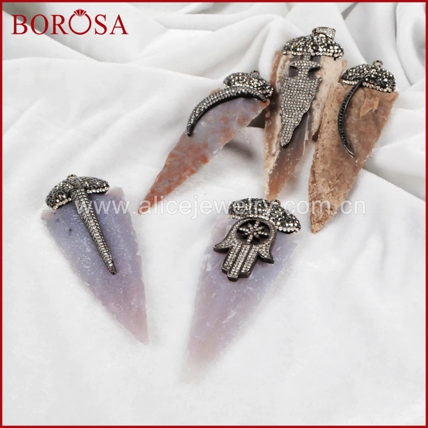 BOROSA 3 шт./лот Jaspers подвеска с наконечником стрелы проложили CZ для ожерелья