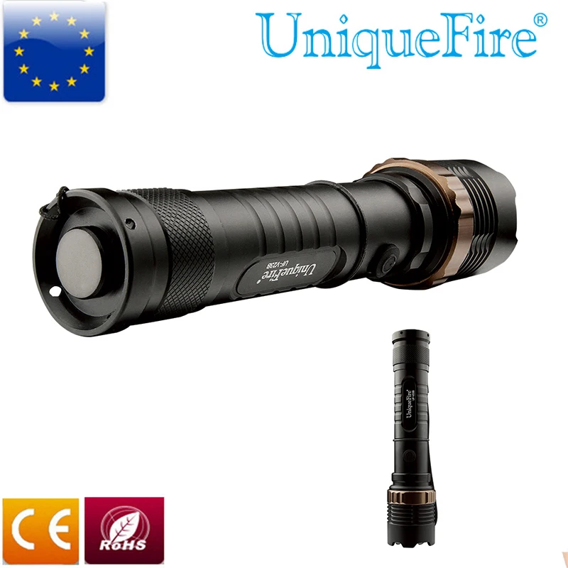 

UniqueFire 3 Mode UF-V23B T6 LED Flashlight Convex Lens Torch Middle Button Switch Led Lanterna Rechargeable Battery Lamp