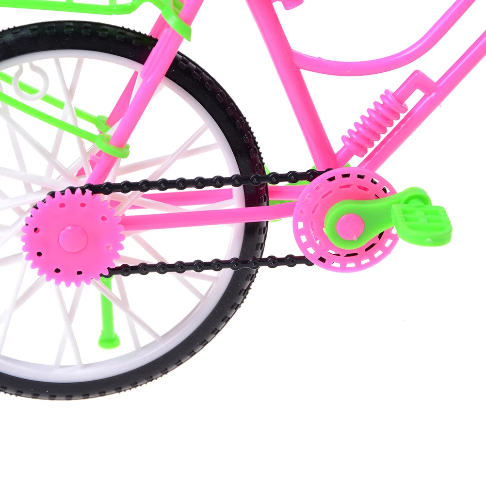 1 шт. велосипед игрушка пластик зеленый + розовый съемный с корзиной для куклы