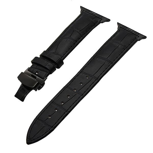Кожаный ремешок для iWatch Apple Watch 38 мм 42 мм серии 1 2 3 крокодиловый группа Сталь бабочка Туфли с ремешком и пряжкой браслет
