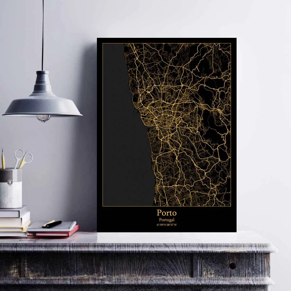 Coimbra Lisbon Porto Portugal Map Poster | Дом и сад