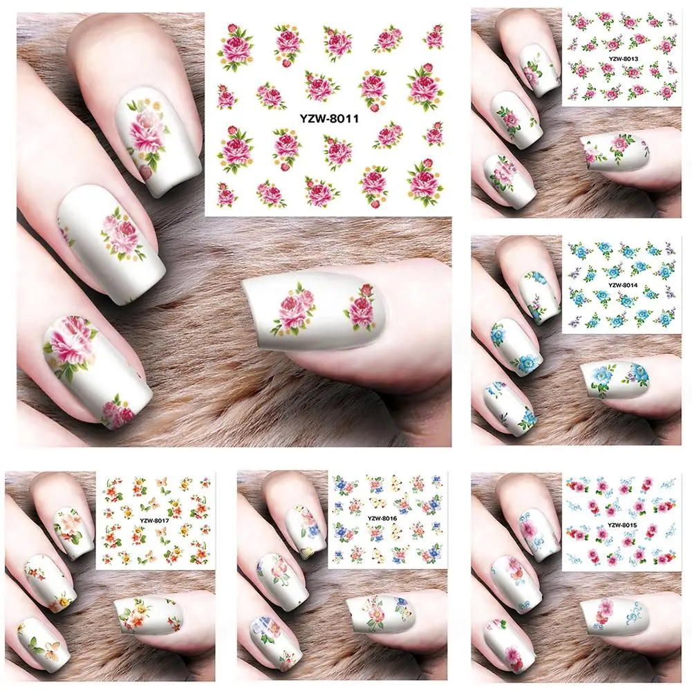 Мода Дизайн ногтей украшения красивый цветок DIY Nail Art Полный стикер Женский