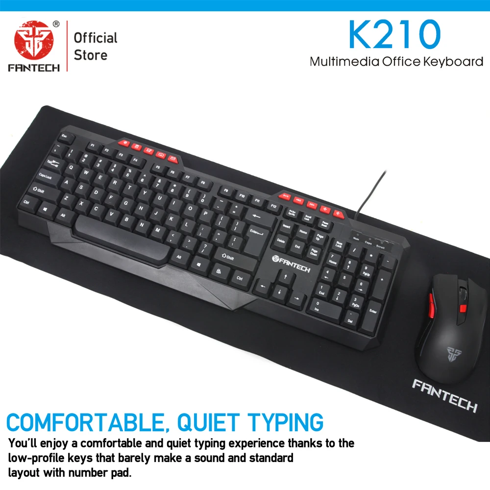 Fantech K210 клавиатура 114 ключей 10 мультимедийная Кнопка Englishe USB Wried компьютерная