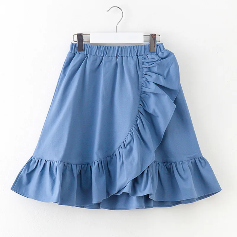 4 to 14 years kids &amp teenager girls summer fashion ruffle cotton casual trumpet skirts children red blue tutu skirt clothes |