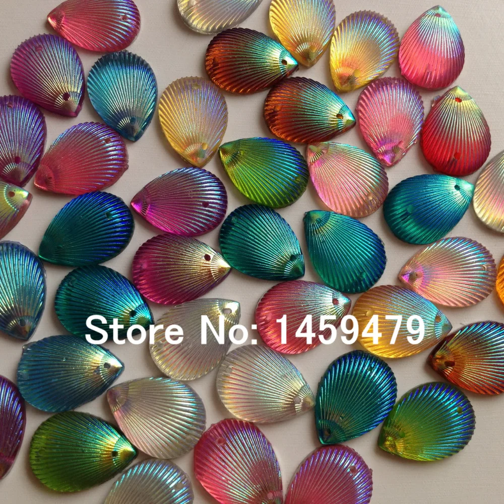 Fashion flash Loose Beads New Product Resin Rhinestones Mix Color AB 100pcs 13X18mm Drop Water Shell Sewing Accessories | Дом и сад