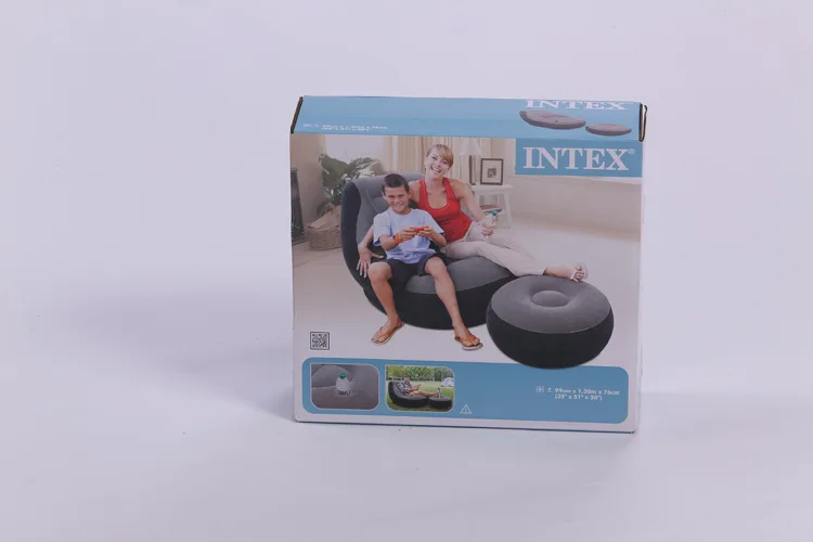 INTEX надувной Флокированный одноместный диван ленивый диван кровать siesta lounge стул с табуретом для ног 68564