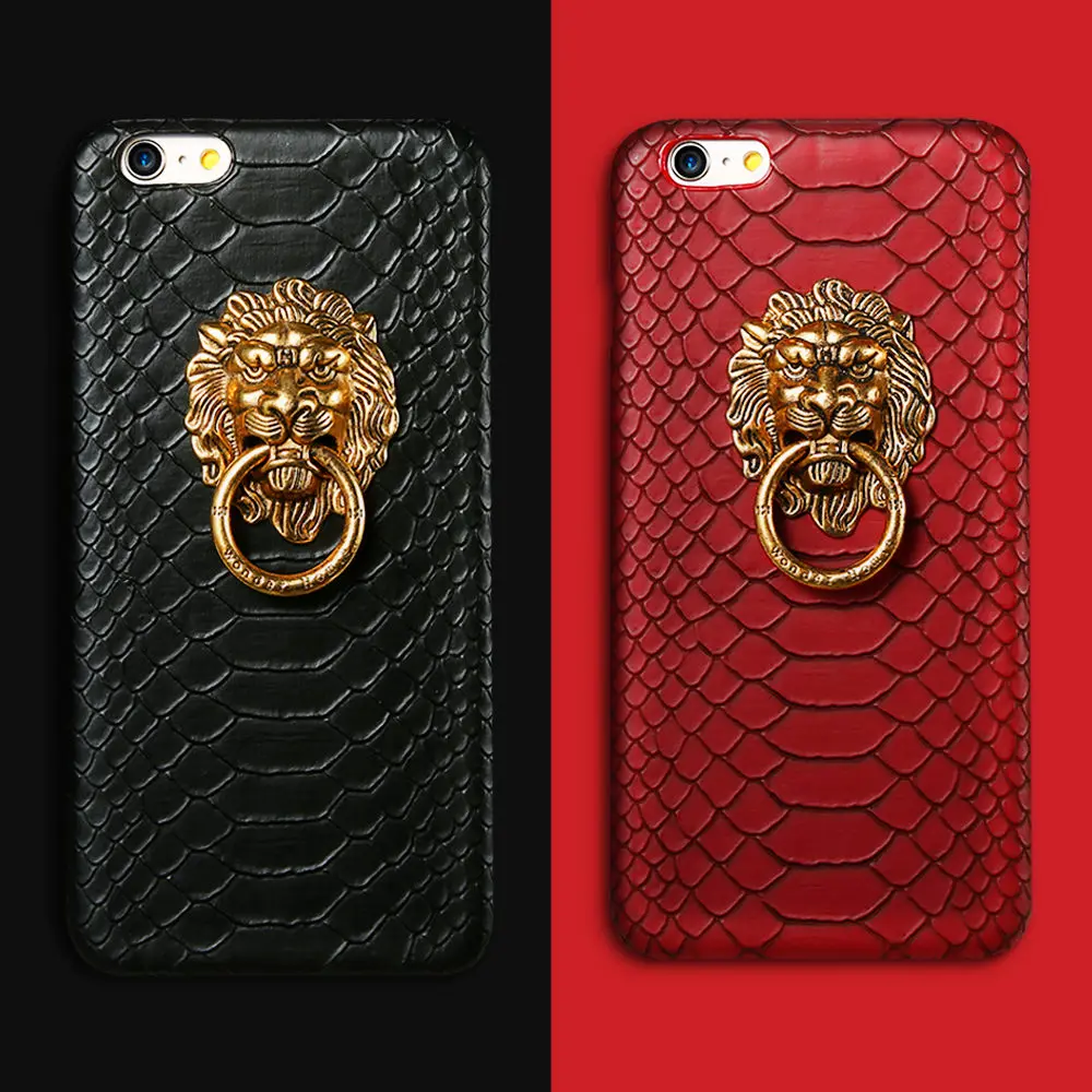 KISSCASE Holder Case For Apple iPhone 6 6s 7 8 Plus Phone Cover X XS 5 5s SE Cases 3D Lion Finger Ring Stand |