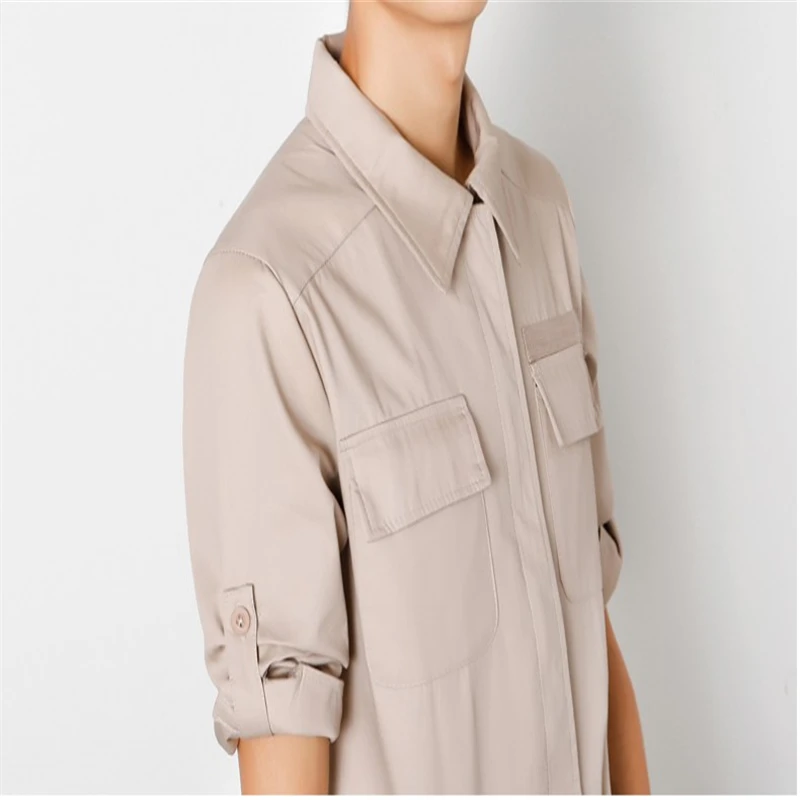 

2019 Fashion Cotton Overalls Mens Casual Cargo Pants Male Baggy Long Sleeve Workwear Jumpsuits With Jacket Work Suit DS50406