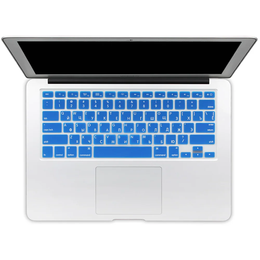 США введите русский язык письмо Силиконовая клавиатура чехол для Macbook air 13 pro 13 15 17 retina защитная пленка - Цвет: dark blue