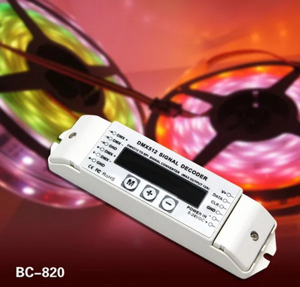 BC 820 DMX к SPI преобразователю Вход сигнала dmx512 Светодиодный декодер управления 6803/8806/2811/2801/3001/1903/WS2812B