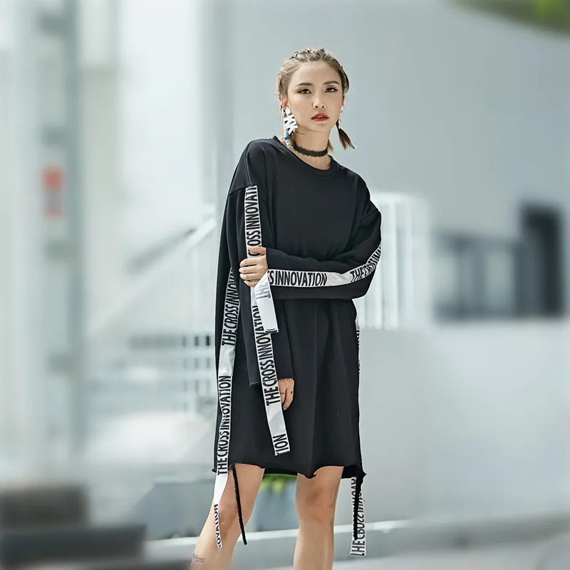 Платье мини в стиле хип хоп с длинным рукавом и надписью|mini dress|dress long sleeveautumn dress |