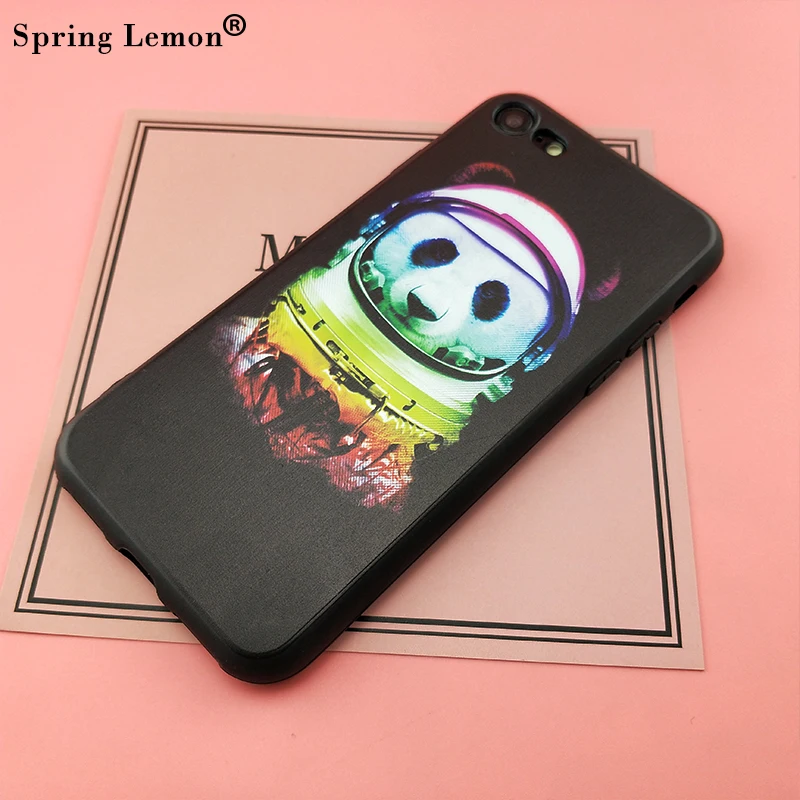 Spring Lemon for iphone 7 Interesting Astronaut Panda Soft Silicone Cover Case 7PLUS 8 8PLUS 6 6S 6PLUS PLUS 5S SE |