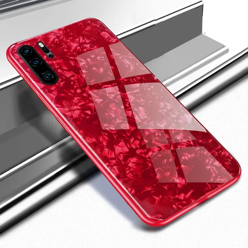 Закаленное стекло раковины чехол для телефона huawei p30 чехол для huawei p30 pro p 30 lite светильник p30pro 30pro Funda Coque capa - Цвет: red
