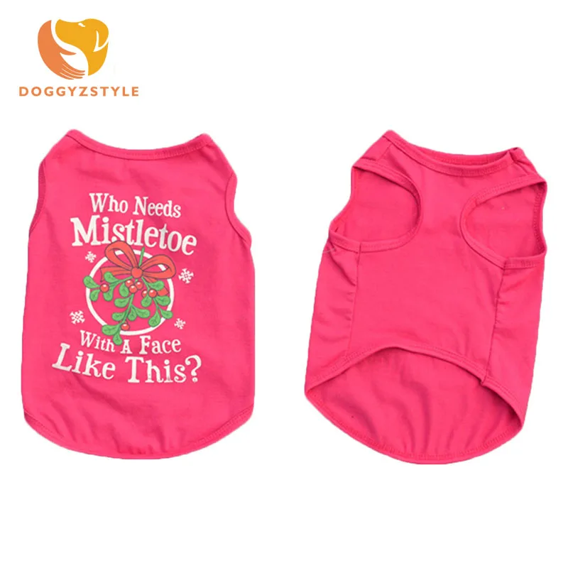 New Fashion Cotton Dog Vest Christmas Letters Printed Cute Comfortably Pet Shirt Puppy Cat Vests Pets Apparel Teddy DOGGYZSTYLE | Дом и сад