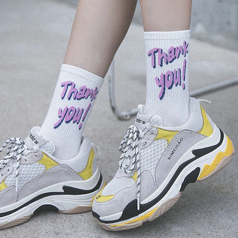 

Morematch 1 Pair Women Cotton Sock Letter College Wind Sports Socks Trend Skateboard Socks 5 Colors Optional