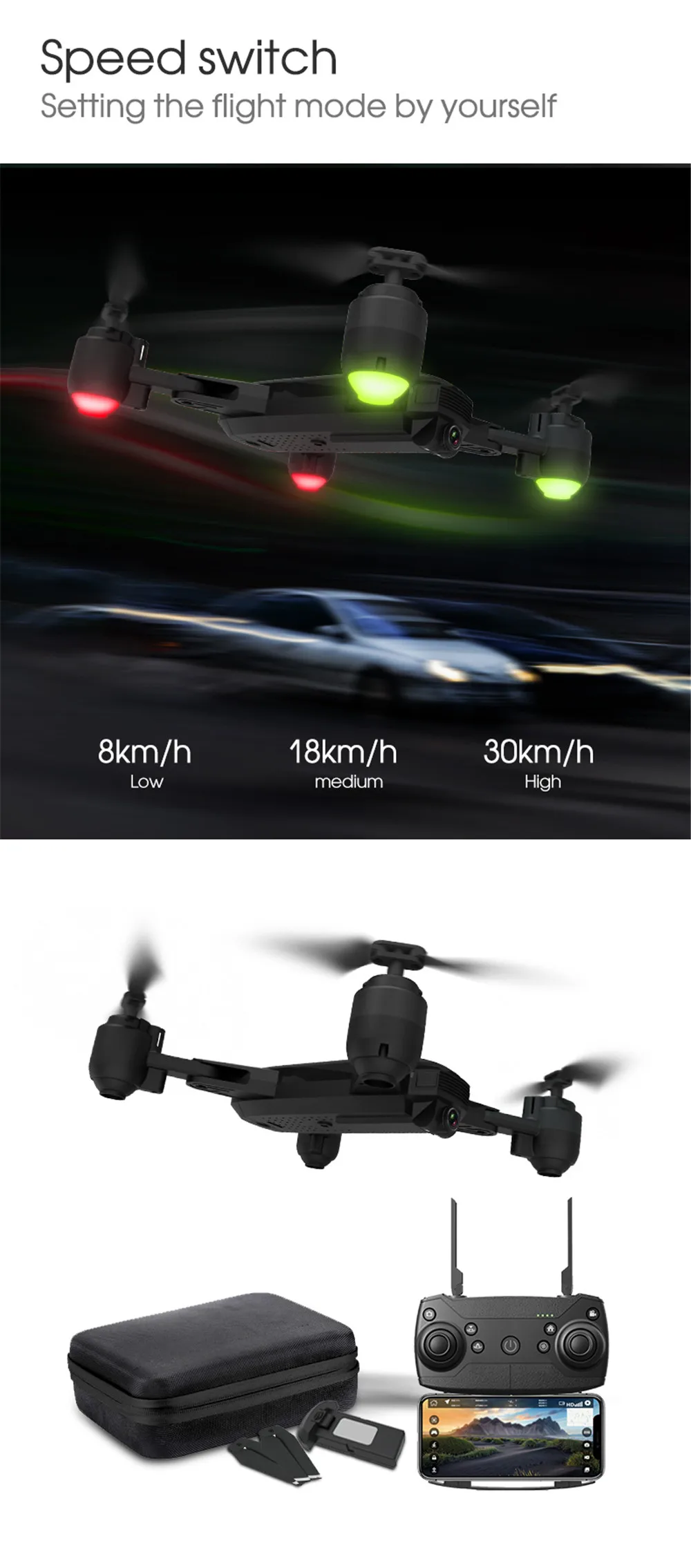 Складная беспилотная камера 1080P HD Оптическое позиционирование потока 5G gps Квадрокоптер удержание высоты wifi FPV складной Радиоуправляемый вертолет