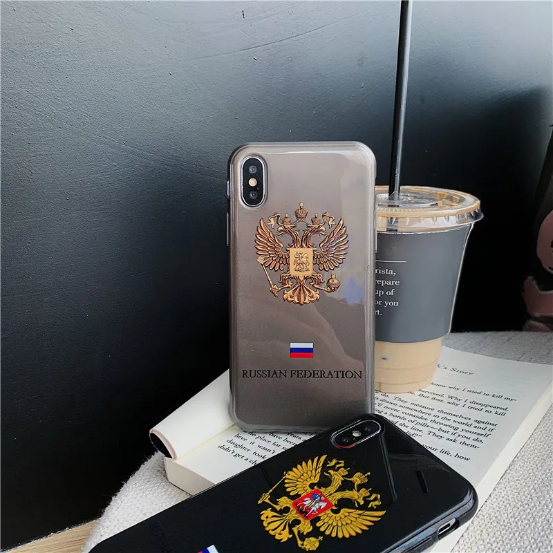 Russia national emblem double head eagle Glossy glitter phone case for iPhone 6 6s Plus 7 8 X XS XR MAX |
