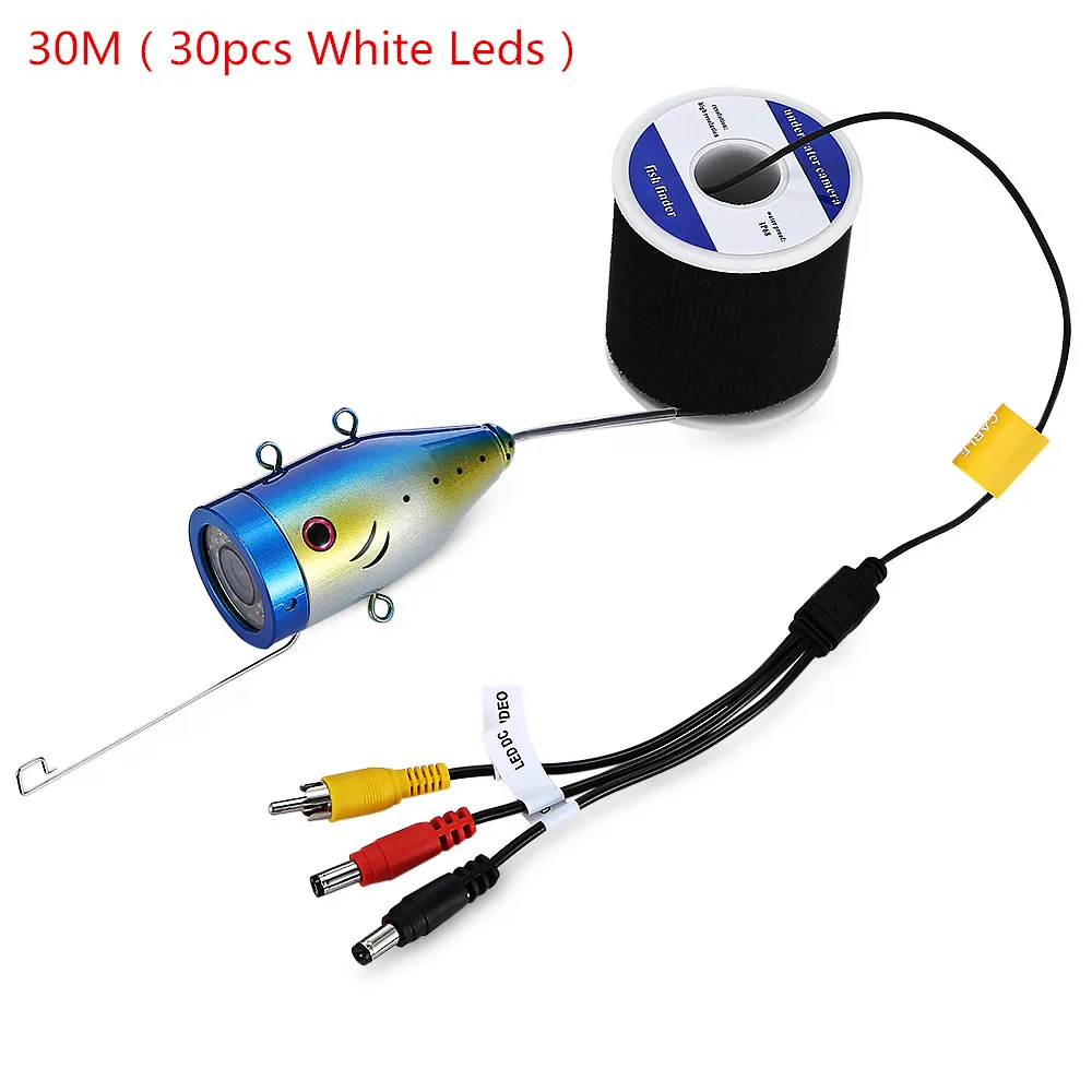 15m 30m 7"in HD 1000TVL Fish Finder Camera Underwater 30pcs White LEDs / IR Lamps Ice Fishing Video Camera 145 Degree IP68 - Цвет: Темный хаки