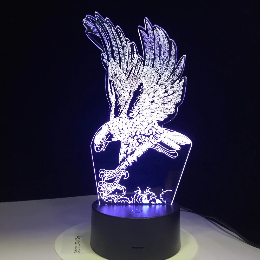 Орел ”из 3D светодиодный светильник 7 цветов RGB домашний декор атмосфера LED ночной