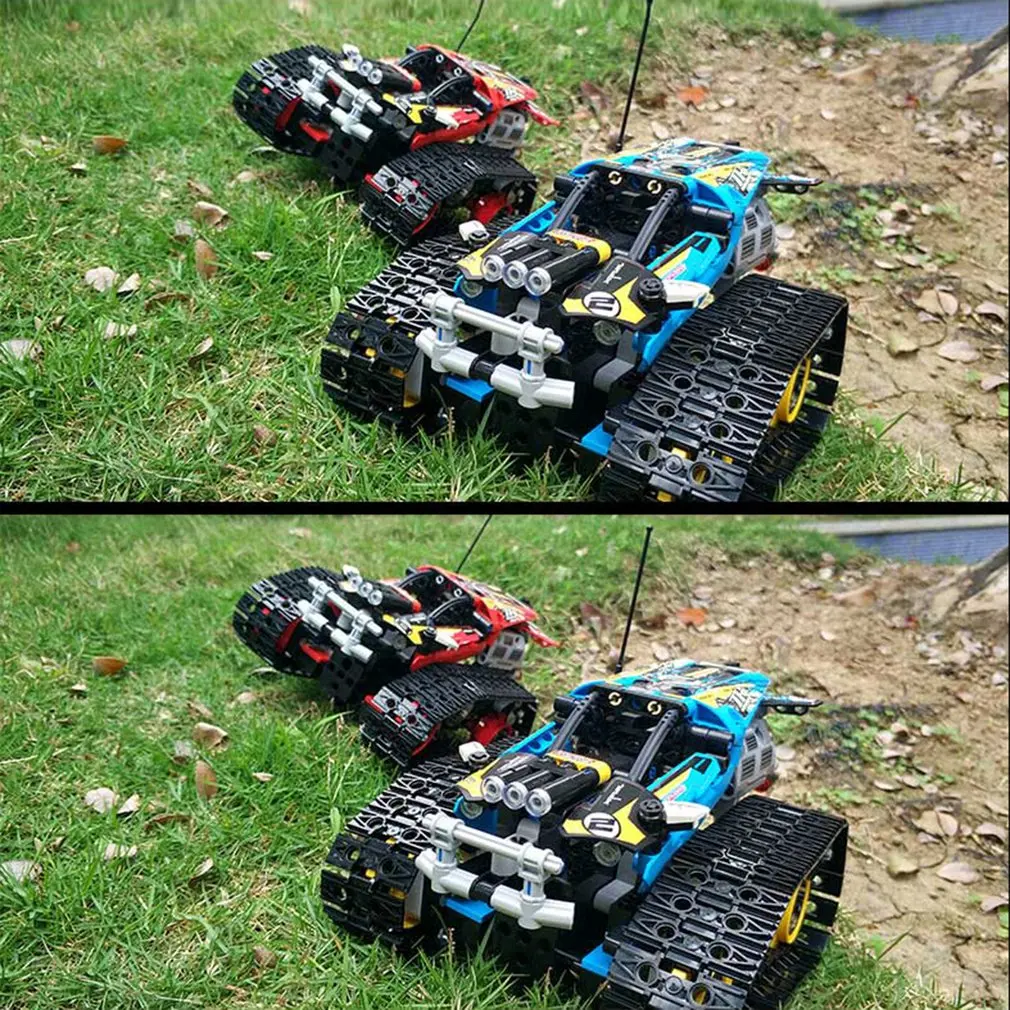 DIY Technic 2,4G/APP дистанционное управление гусеничный трюк гоночный автомобиль строительные блоки с мотором для детей машинка на дистанционном управлении Кирпичи Игрушки