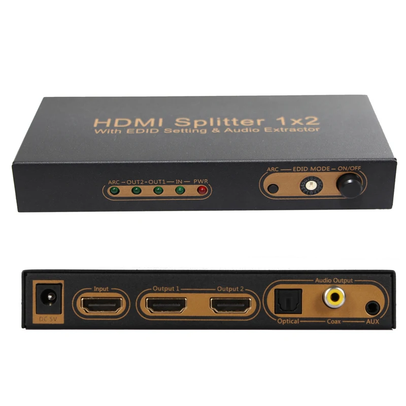 Full HD1080p 4K 2 Port HDMI Splitter With EDID Setting ARC Audio Extractor for XBOX PS3 PS4 2 Input to 1 Output PIP/ARC SP07M1