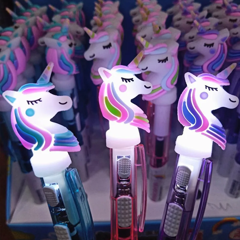 1 шт. Kawaii свет единорога кремнеземная головка Шариковая ручка для школы канцелярские принадлежности подарок случайный цвет