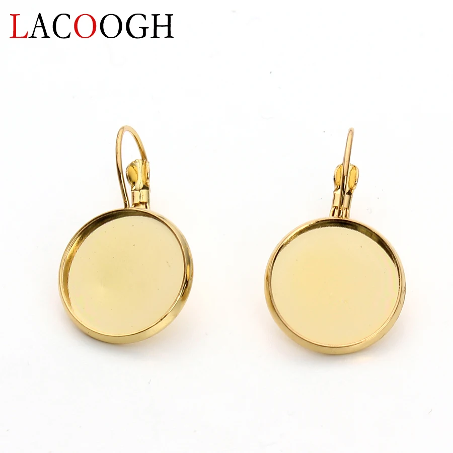 

New 10pcs/lot Fit 20 18mm Cameo Glass Cabochons Base Gold Color Copper Earrings Settings Bezel Blanks For DIY Jewelry Findings