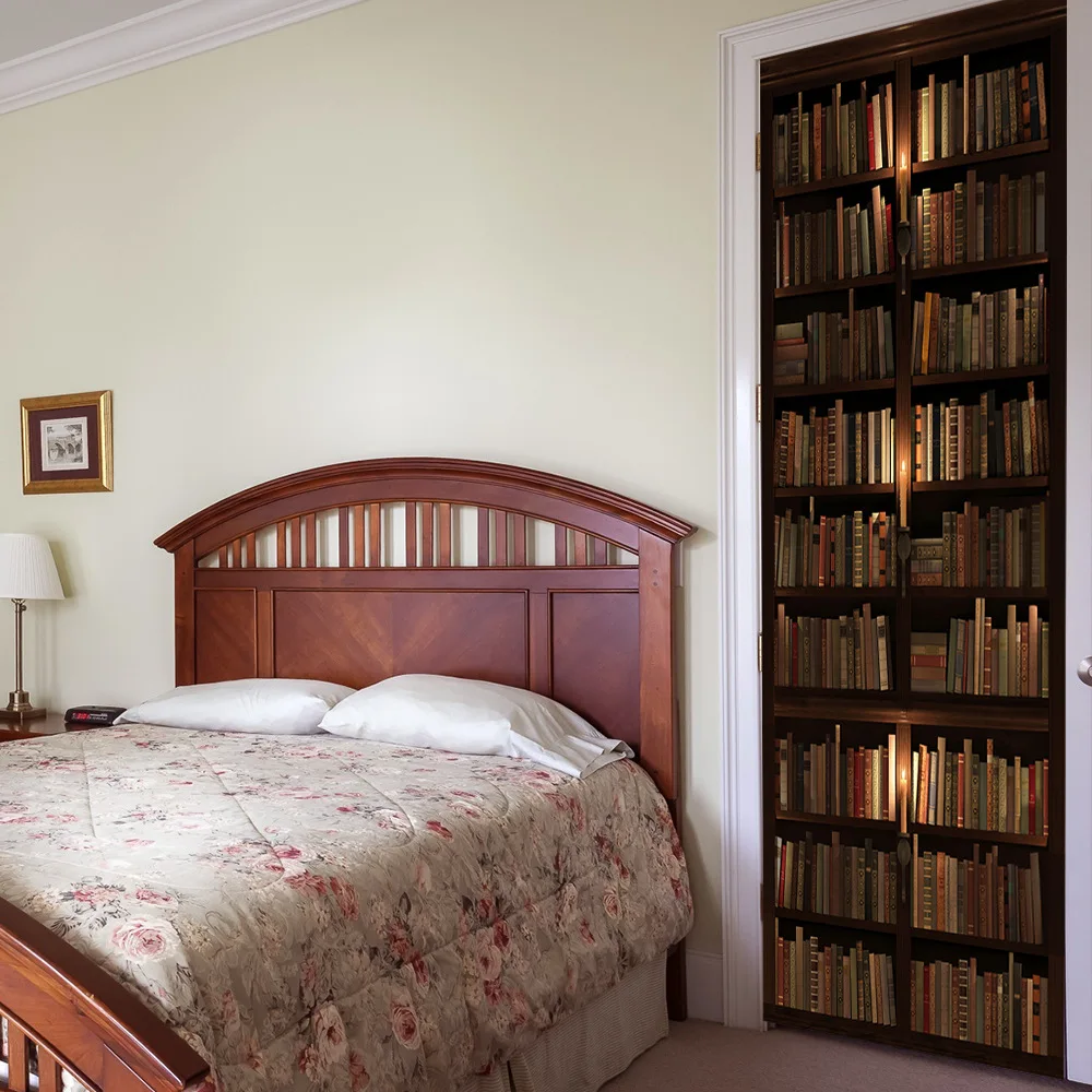 Наклейка на дверь Funlife ретро книжный шкаф 3D узор деревянная ремонт самоклеящаяся