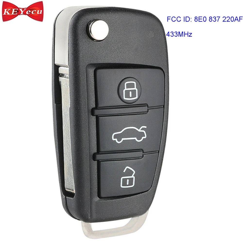 KEYECU для Audi Q7 2007 2008 2009 2010 2011 2012 дистанционный ключ брелок от машины 433 МГц 8E чип FCC ID: