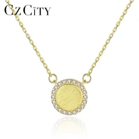 czcity solid 925 sterling silver round pendant necklace for women engagement wedding fine jewelry silver collares femme sn0315