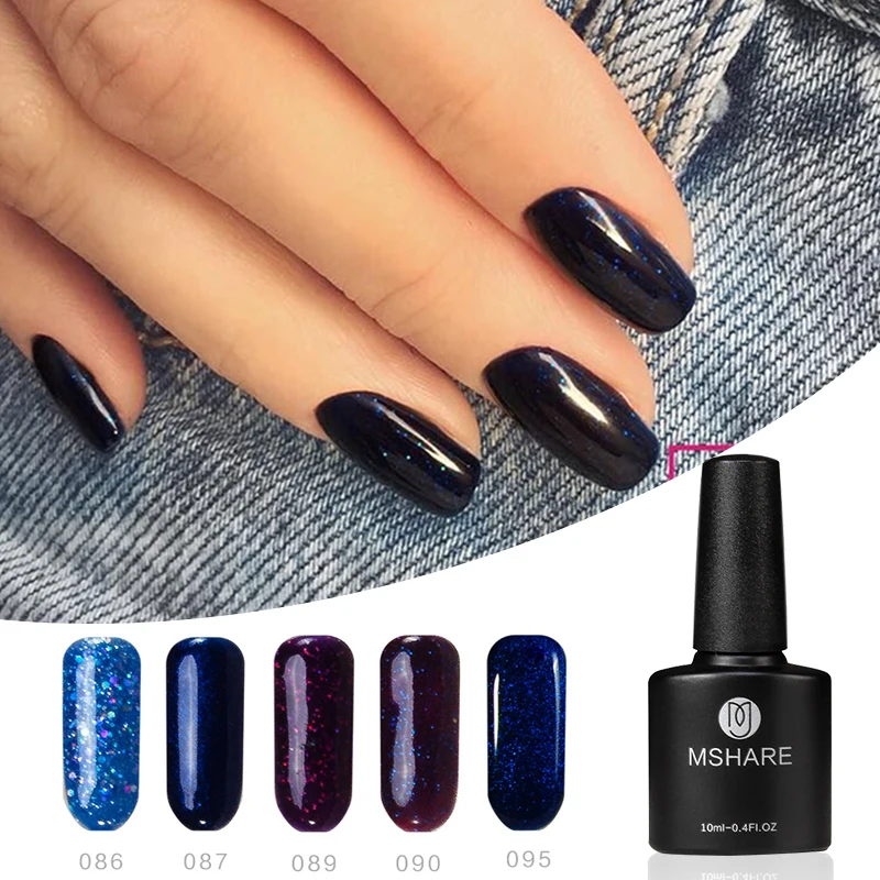 Блестящий гель-лак для ногтей MSHARE фиолетовая серия однотонное покрытие