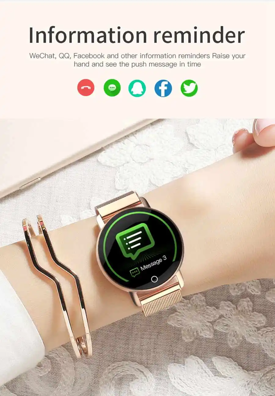 Сетка Сталь ремень модные часы Smart Watch с IP67 Водонепроницаемый крови Давление Sleep