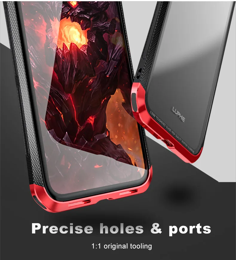 LUPHIE алюминиевый бампер чехол для iPhone X XS Max XR XS Роскошный Жесткий металлический каркас для iPhone 6 6 S закаленная задняя сторона противоударный