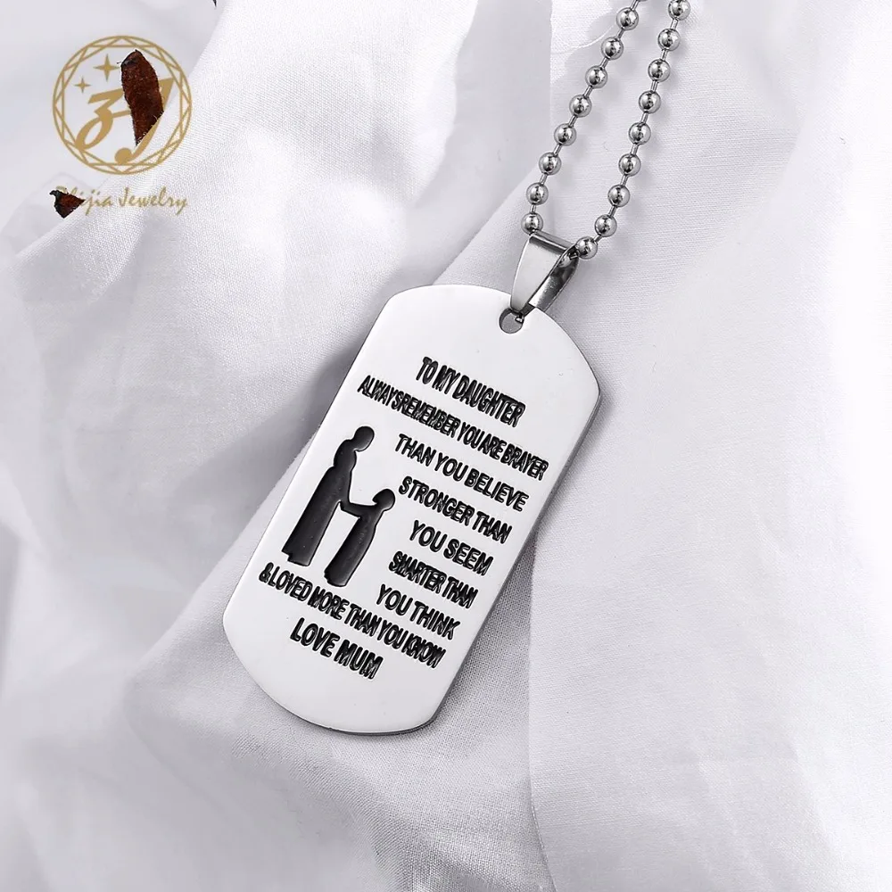 Zhijia jewelry Hand Stamped Dog Tag-You Are Braver Than You Believe-Pendant Necklace Inspirational Gifts For Son Daughter | Украшения и