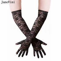 janevini 2018 vintage blackwhite full finger lace long bridal gloves elbow length women wedding accessories guanti sposa lunghi