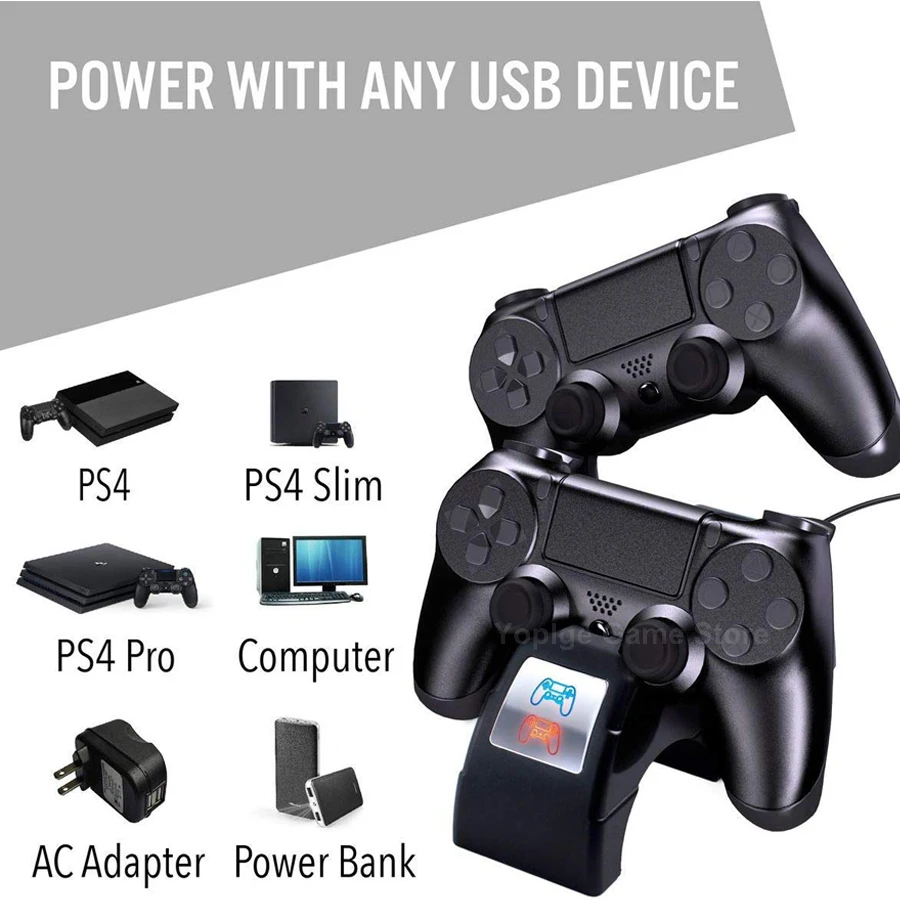 Двойной беспроводной контроллер PS4/Slim/Pro зарядное устройство для геймпада