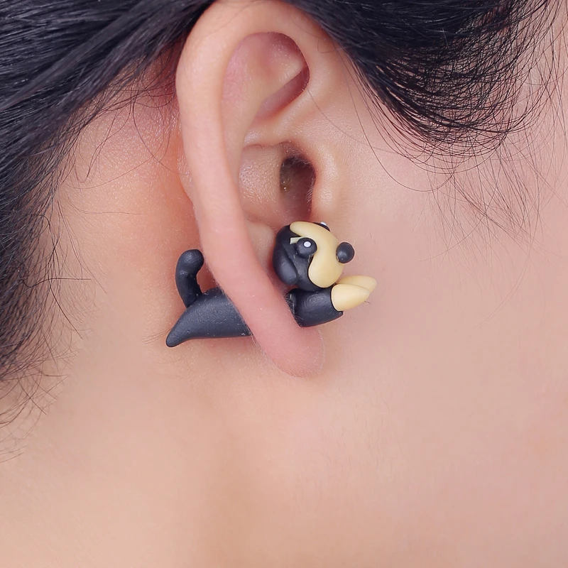 TTPAIAI 30 Handmade Polymer Clay Cute Jump Dog Earrings for Women Girls Fashion Cartoon Animal Piercing Earrings Ear Jewelry