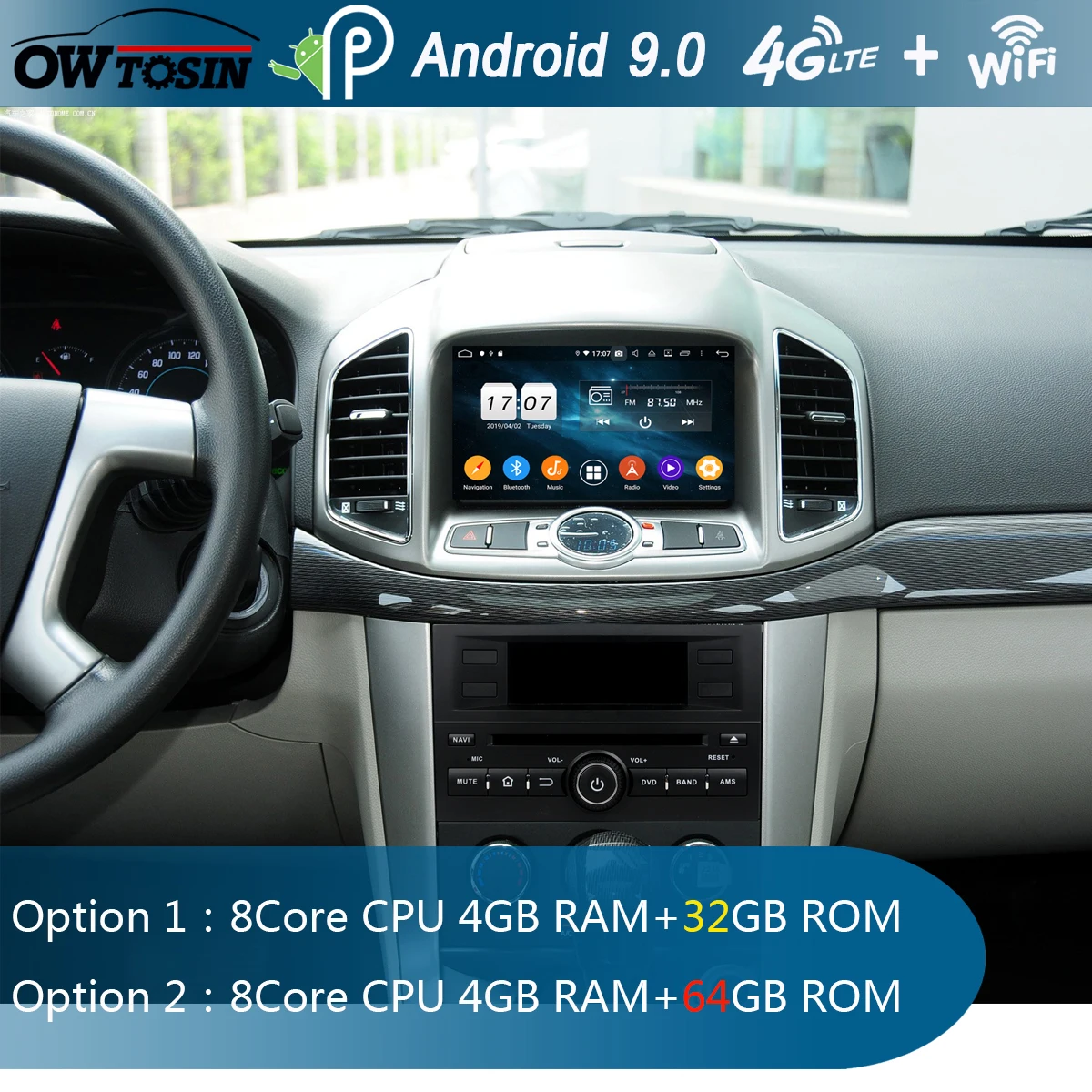 Автомобильный DVD-плеер 8 дюймов IPS 1280*720 ядер 4 Гб ОЗУ + 64 ПЗУ Android 9 0 для Chevrolet Captiva