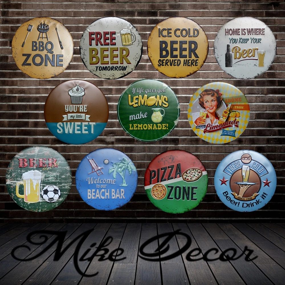 [Mike Decor] зона барбекю, круглая картина, ретро подарок, металлический знак, табличка, Настенный декор YA-967