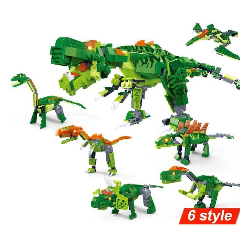 8705 головоломка блоки 6in1dinosaur Diy строительные Обучающие игрушки для детей