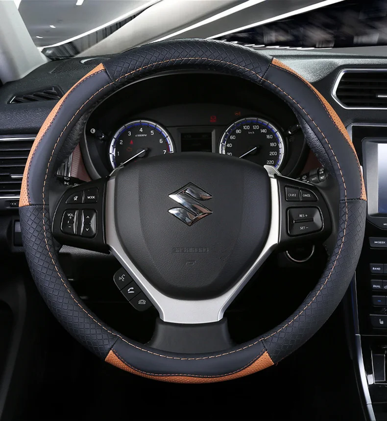Топ Слои кожаный руль охватывает Для Suzuki Alivio/Ciaz Baleno Celerio Jimny SX4 S-Cross Grand Vitara Aerio Kizashi Liana