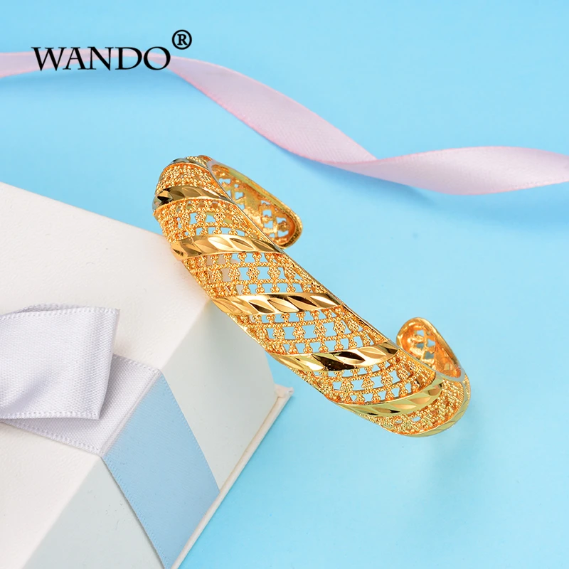 WANDO 2 шт./лот открытый Дубай изысканный браслет для женщин золотой цвет и медь