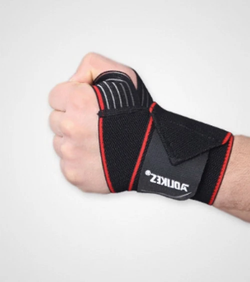 2 pcs black red 2 шт., спортивный эластичный бандаж для запястья, поддержка, фитнес, бодибилдинг, обертывание рук, ремешок для запястья, Теннисный Браслет, тренажерный зал - Цвет: 2 pcs black red