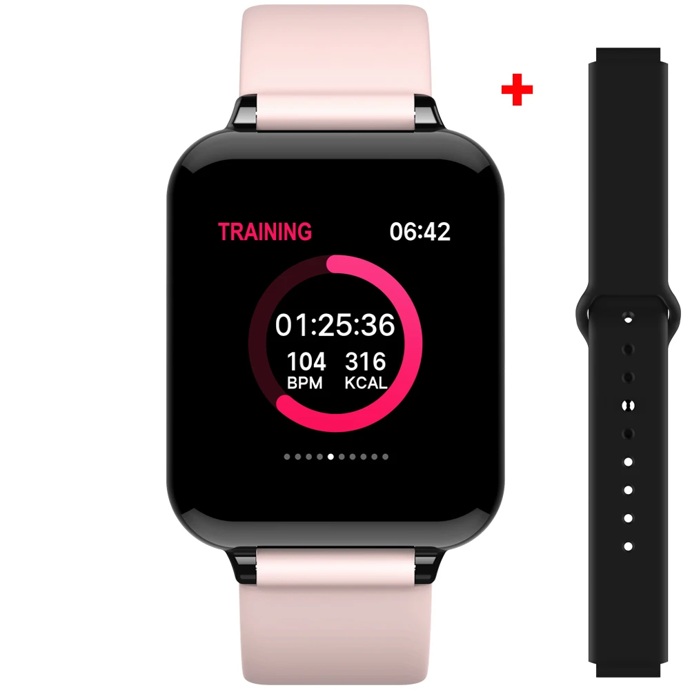 Pink Black Strap Torntisc дропшиппинг B57 женские Смарт-часы для Android Apple Watch пульсометр кровяное давление Hero Band 3 умные часы для мужчин - Цвет: Pink Black Strap