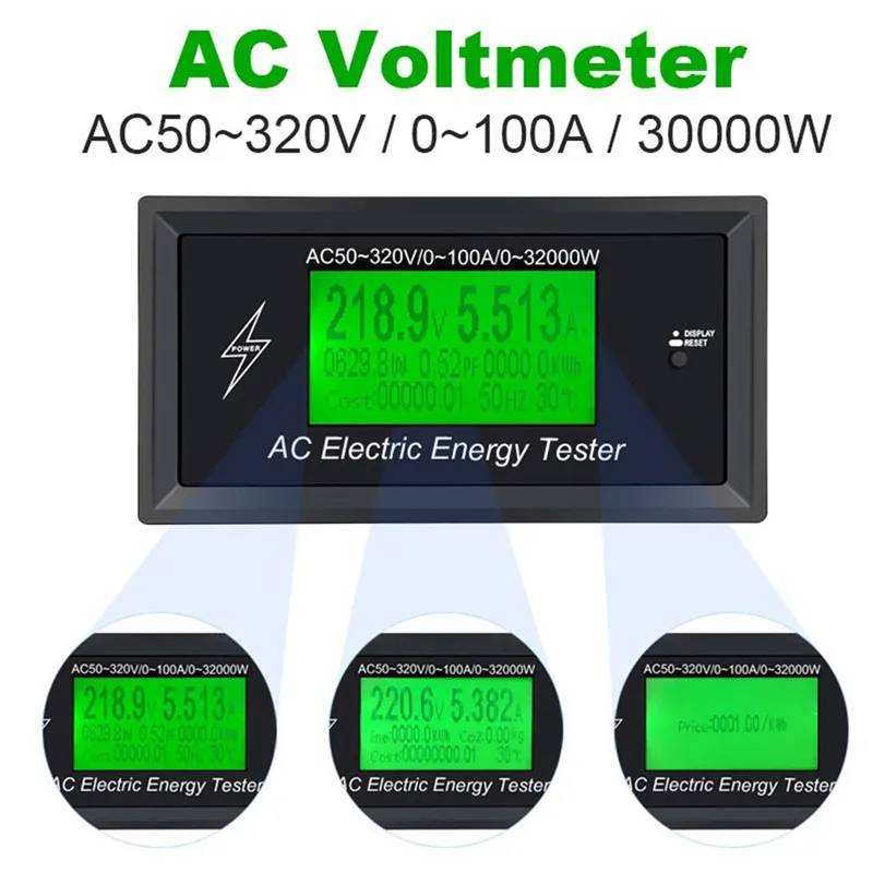 AC50~ 320V 100A 3KKW Phone App измерители переменного тока цифровые измерители напряжения индикатор мощность счетчик энергии вольтметр амперметр ток AT3010