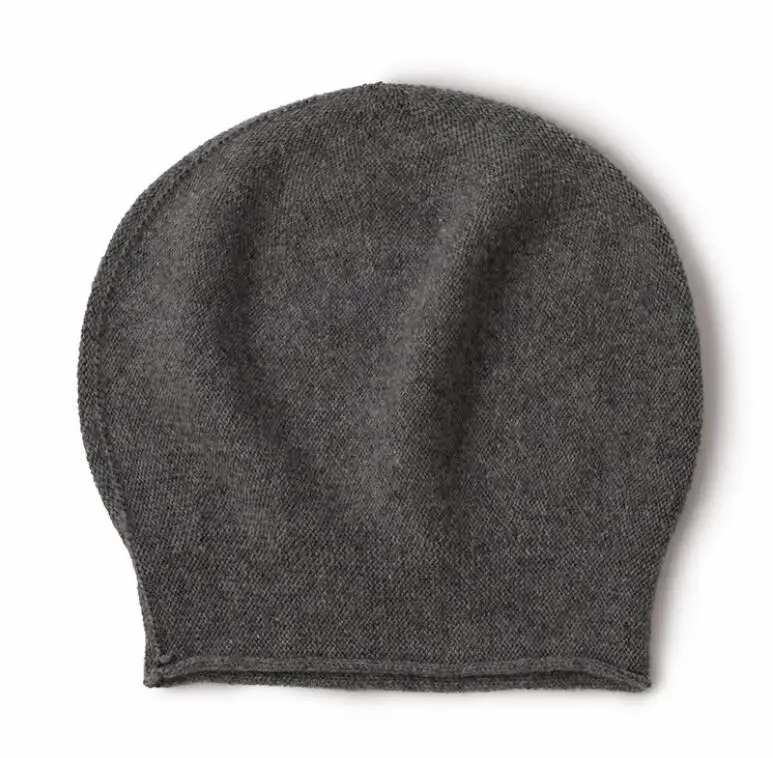 100%Cashmere Hat Women Gray Skullies Beanies Unisex Cap Natural Fabric Fashion Soft Warm Hats Men Hot Selling Free Shipping