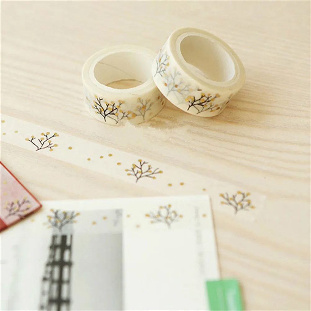 1X 1,5 см x 5 м декоративные kawaii Золото Дерево желаний Васи клейкие ленты DIY Скрапбукинг маскирования клейкие ленты Школа Офис питания